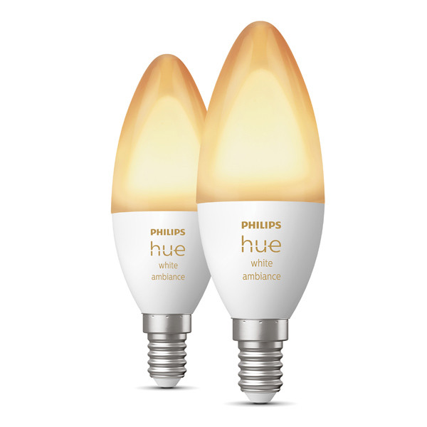 Philips Hue Kaarslamp E14 White Ambiance 470 lumen 5.2W 2 stuks Philips HUE 123led
